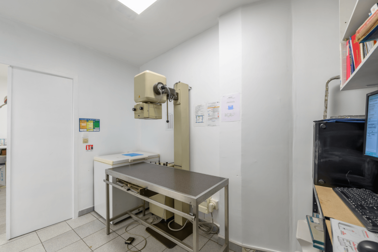 Salle de radiologie pour les animaux de compagnie de la clinique vétérinaire de Saint-Thibault-des-Vignes.